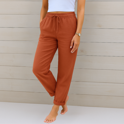 Maylora | Drawstring Relaxed Linen Trousers