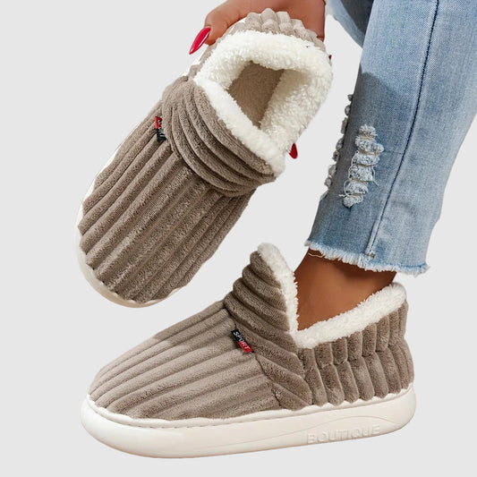 Maureen | Plush Striped Slippers